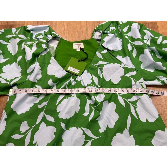 Kate Spade Target Rose Poplin Long Sleeve Mini Dress Green Blue Size Large - Picture 9 of 12